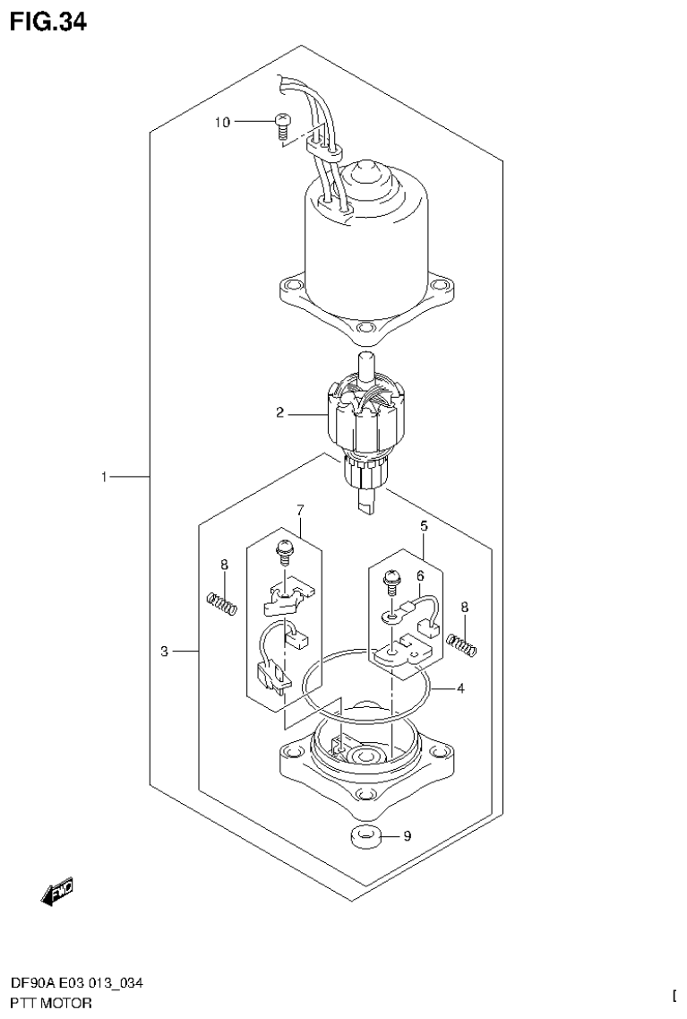 Suzuki DF80A, DF90A PTT MOTOR parts diagram